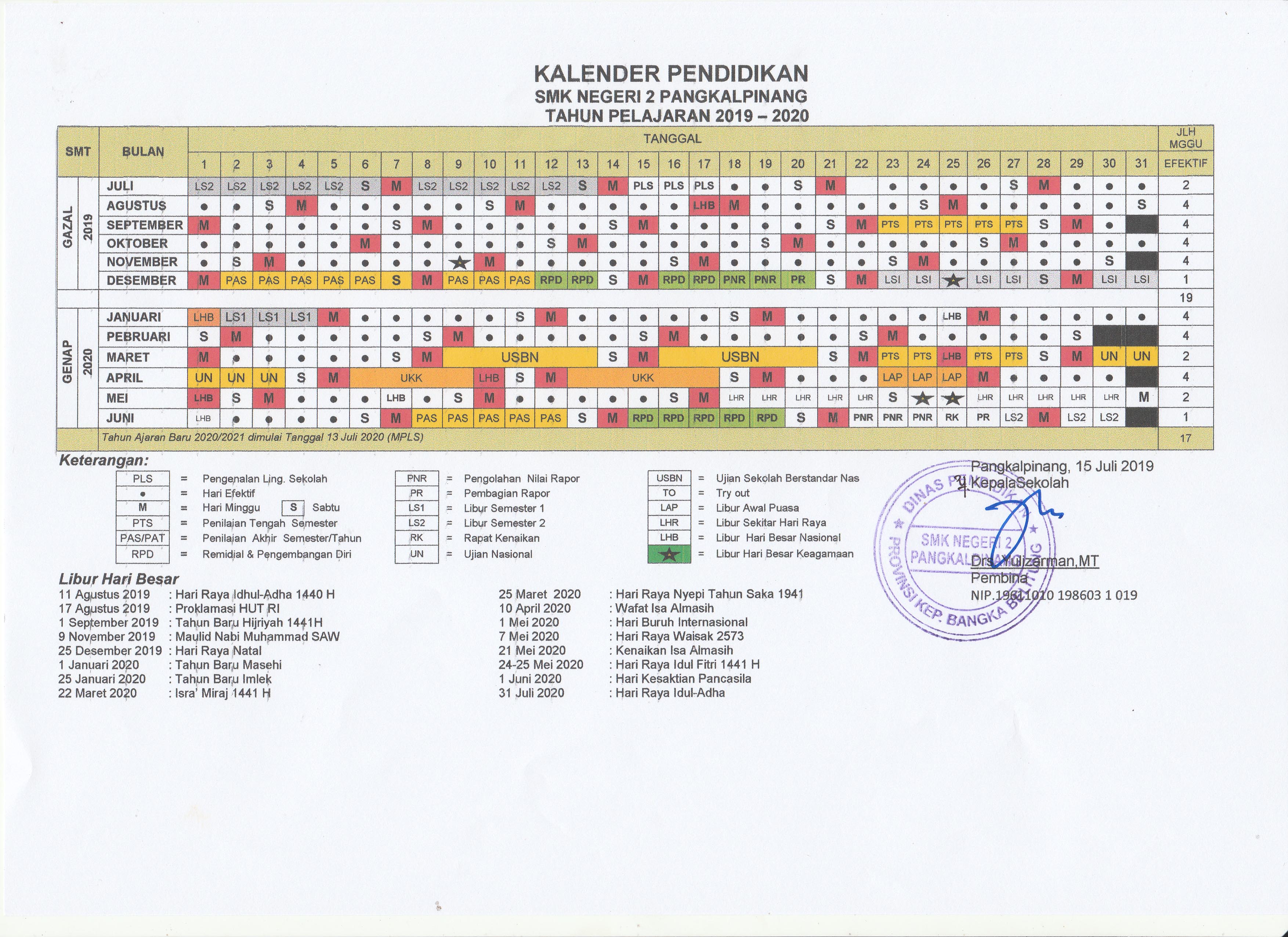 Kalender Akademik Selamat Datang Di Smk Negeri 2 Pangkalpinang